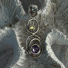 925 Sterling Silver Amethyst & Peridot & Topaz Pendant Length 1.30 Inch