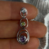 925 Sterling Silver Amethyst & Peridot & Topaz Pendant Length 1.30 Inch