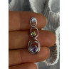 925 Sterling Silver Amethyst & Peridot & Topaz Pendant Length 1.30 Inch