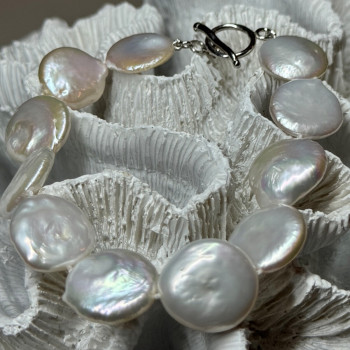 925 Sterling Silver Water Fresh Pearl Bracelet Length 8 Inch