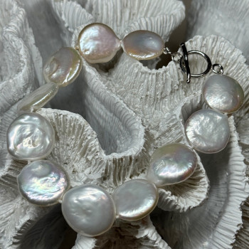 925 Sterling Silver Water Fresh Pearl Bracelet Length 8 Inch
