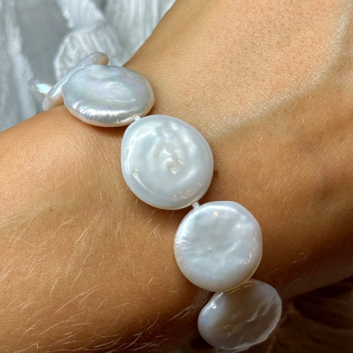 925 Sterling Silver Water Fresh Pearl Bracelet Length 8 Inch