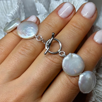 925 Sterling Silver Water Fresh Pearl Bracelet Length 8 Inch