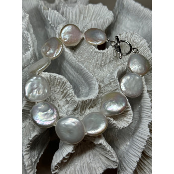 925 STERLING SILVER WATER FRESH PEARL BRACELET LENGTH 8 Inch