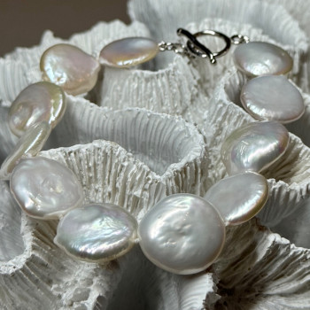 925 Sterling Silver Water Fresh Pearl Bracelet Length 8 Inch