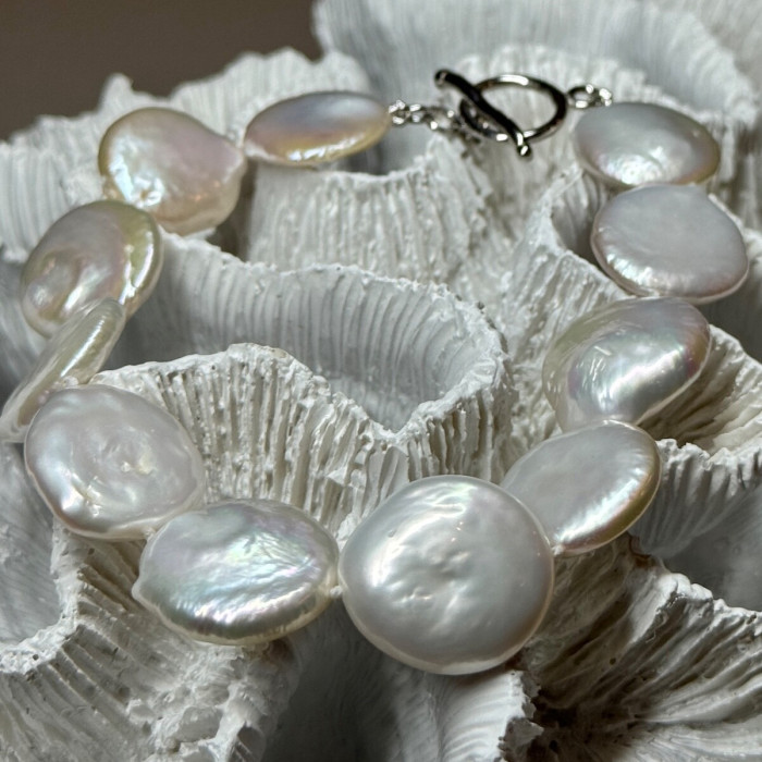 925 Sterling Silver Water Fresh Pearl Bracelet Length 8 Inch