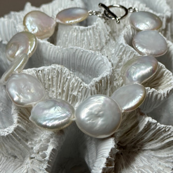 925 Sterling Silver Water Fresh Pearl Bracelet Length 8 Inch