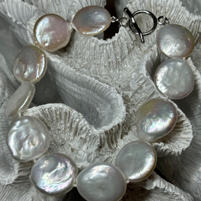 925 Sterling Silver Water Fresh Pearl Bracelet Length 8 Inch