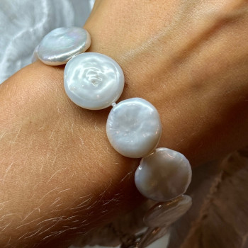 925 Sterling Silver Water Fresh Pearl Bracelet Length 8 Inch