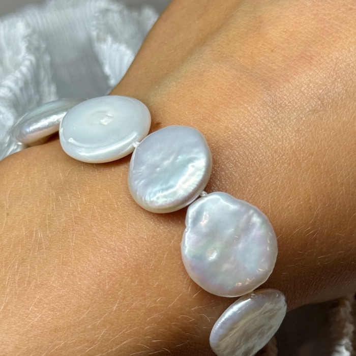 925 Sterling Silver Water Fresh Pearl Bracelet Length 8 Inch