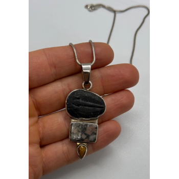 925 STERLING SILVER AGATE NECKLACE