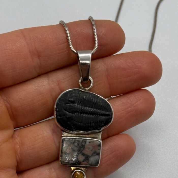 925 Sterling Silver Agate Necklace