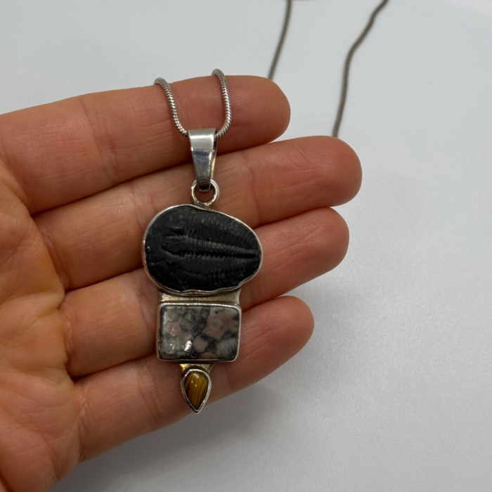 925 Sterling Silver Agate Necklace