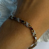 925 Sterling Silver Gold Plated Garnet Bracelet Length 7.5