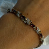 925 Sterling Silver Gold Plated Garnet Bracelet Length 7.5