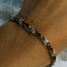925 Sterling Silver Gold Plated Garnet Bracelet Length 7.5