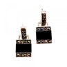 925 Sterling Silver Black Nephrite & Marcasites Earrings