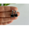 925 STERLING SILVER BLACK NEPHRITE & MARCASITES EARRINGS