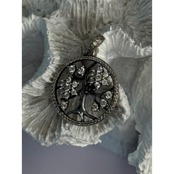 Authentic Pandora Tree Of Life 925 Sterling Silver CZ Pendant Length 1.30 Inch