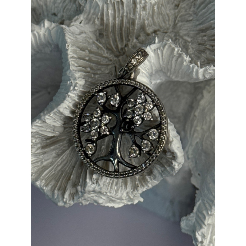 Authentic Pandora Tree Of Life 925 Sterling Silver CZ Pendant Length 1.30 Inch