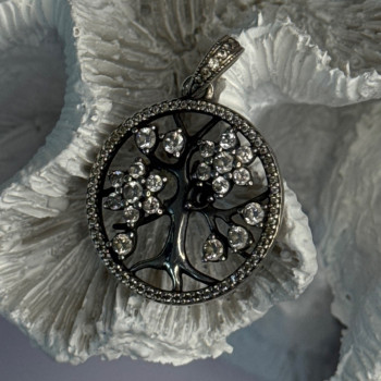Authentic Pandora Tree Of Life 925 Sterling Silver CZ Pendant Length 1.30 Inch