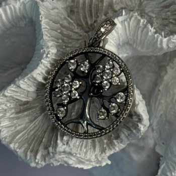 Authentic Pandora Tree Of Life 925 Sterling Silver CZ Pendant Length 1.30 Inch