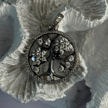 Authentic Pandora Tree Of Life 925 Sterling Silver CZ Pendant Length 1.30 Inch