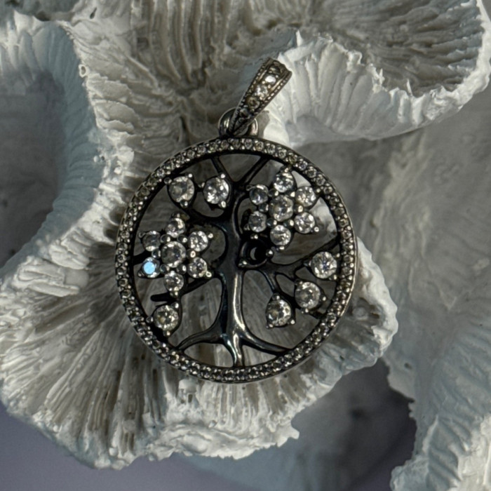 Authentic Pandora Tree Of Life 925 Sterling Silver CZ Pendant Length 1.30 Inch