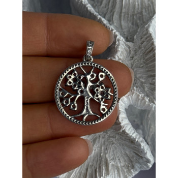 Authentic Pandora Tree Of Life 925 Sterling Silver CZ Pendant Length 1.30 Inch