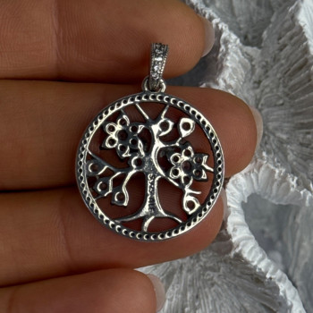 Authentic Pandora Tree Of Life 925 Sterling Silver CZ Pendant Length 1.30 Inch
