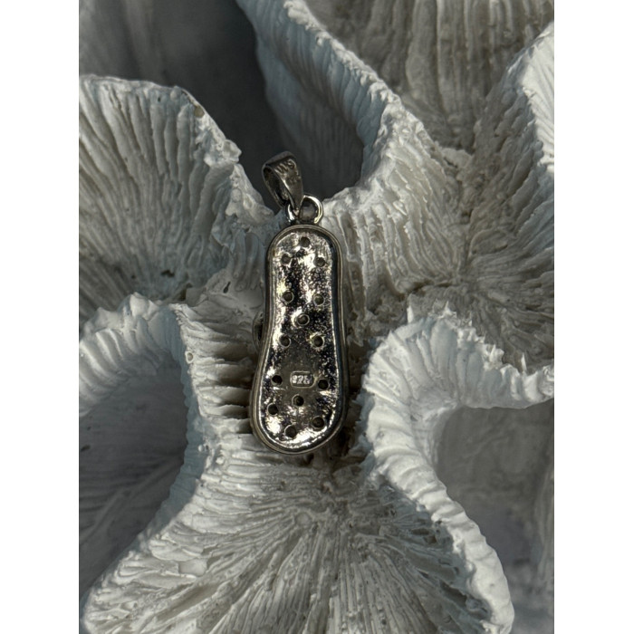 Ws 925 Sterling Silver Flip Flop Sandal Pink & White CZ Pendant Length 1.30 Inch