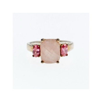 925 Sterling Silver Morganite & Spinel Ring Size 9