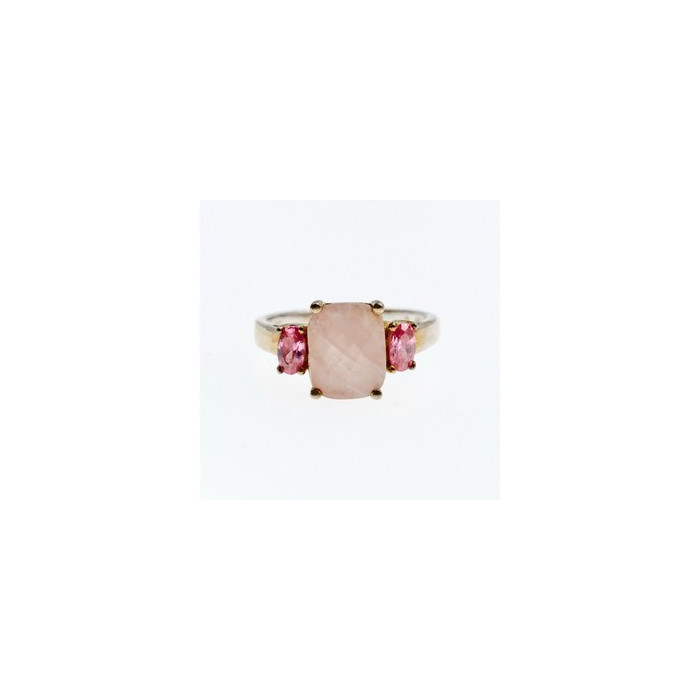 925 Sterling Silver Morganite & Spinel Ring Size 9