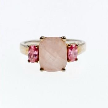 925 Sterling Silver Morganite & Spinel Ring Size 9