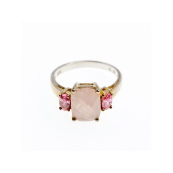 925 Sterling Silver Morganite & Spinel Ring Size 9