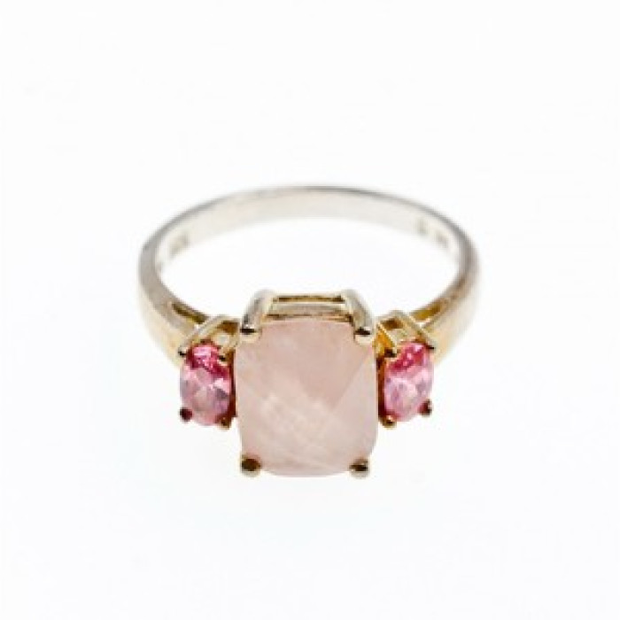 925 Sterling Silver Morganite & Spinel Ring Size 9