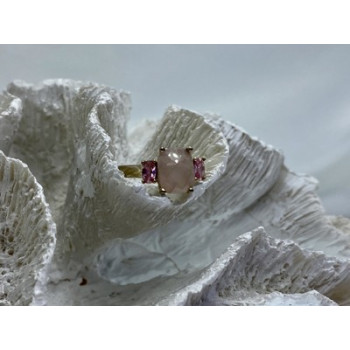 925 Sterling Silver Morganite & Spinel Ring Size 9