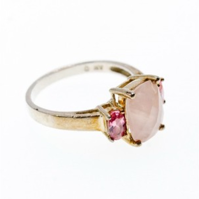 925 Sterling Silver Morganite & Spinel Ring Size 9