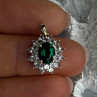 925 Sterling Silver Gold Plated Emerald & Beryl Pendant Length 0.80 Inch