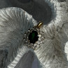 925 Sterling Silver Gold Plated Emerald & Beryl Pendant Length 0.80 Inch