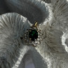 925 Sterling Silver Gold Plated Emerald & Beryl Pendant Length 0.80 Inch