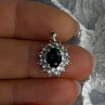 925 Sterling Silver Gold Plated Emerald & Beryl Pendant Length 0.80 Inch