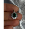 925 Sterling Silver Gold Plated Emerald & Beryl Pendant Length 0.80 Inch