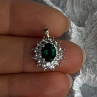 925 Sterling Silver Gold Plated Emerald & Beryl Pendant Length 0.80 Inch