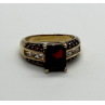 925 Sterling Silver Gold Plated Garnet & Goshenite Ring Size 6