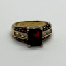 925 Sterling Silver Gold Plated Garnet & Goshenite Ring Size 6