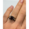 925 Sterling Silver Gold Plated Garnet & Goshenite Ring Size 6