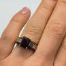 925 Sterling Silver Gold Plated Garnet & Goshenite Ring Size 6