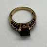 925 Sterling Silver Gold Plated Garnet & Goshenite Ring Size 6