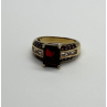 925 Sterling Silver Gold Plated Garnet & Goshenite Ring Size 6
